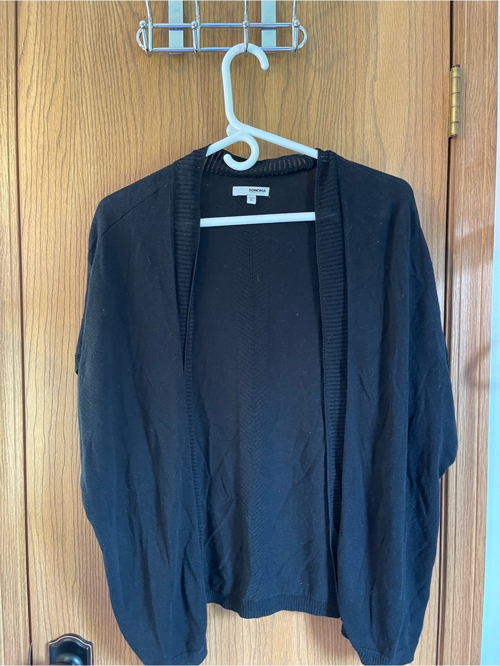 Sonoma Black Open-Front Women's Cardigan - XL